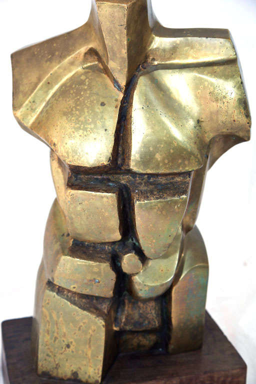 Unknown Large Bronze Cubist Male Torso Sculture in the Style of Miguel Berrocal For Sale