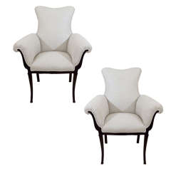Pair of Grosfeld House Chairs with Sculptural Frames
