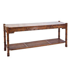 French Faux Bamboo and Cane Console