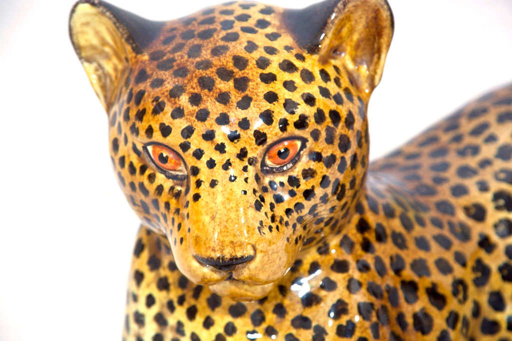 Glazed Large Art Deco Leopard For Sale