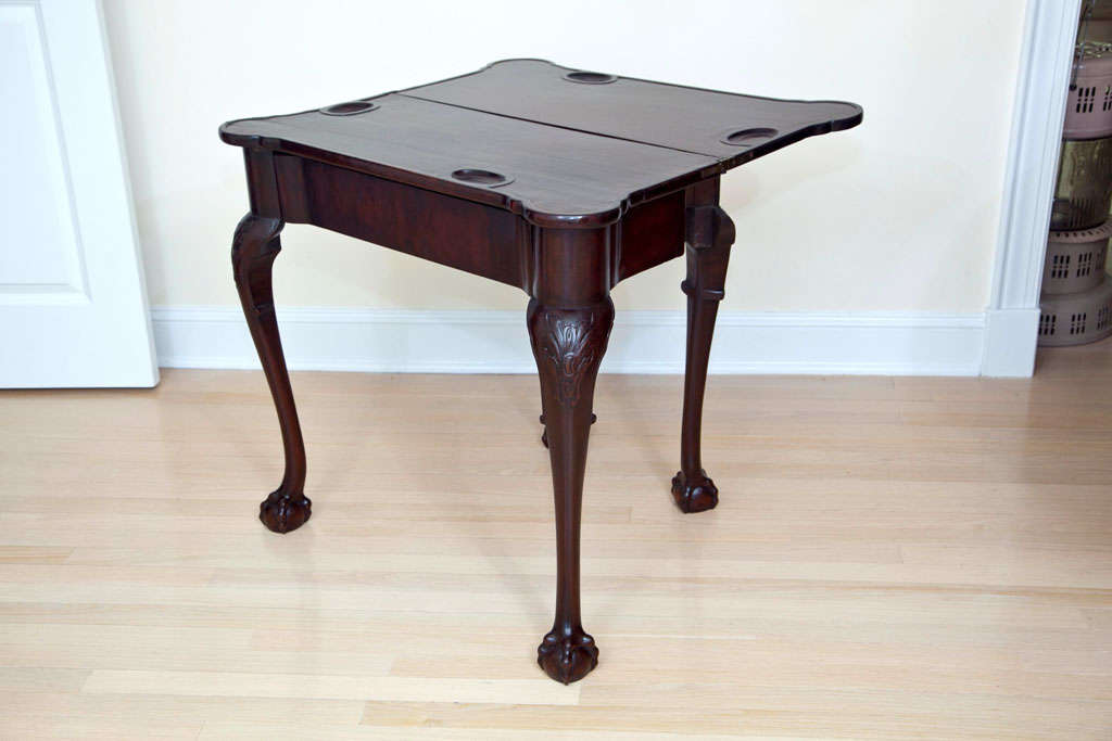 19th Century Mahogany Games Table with Claw Feet 2