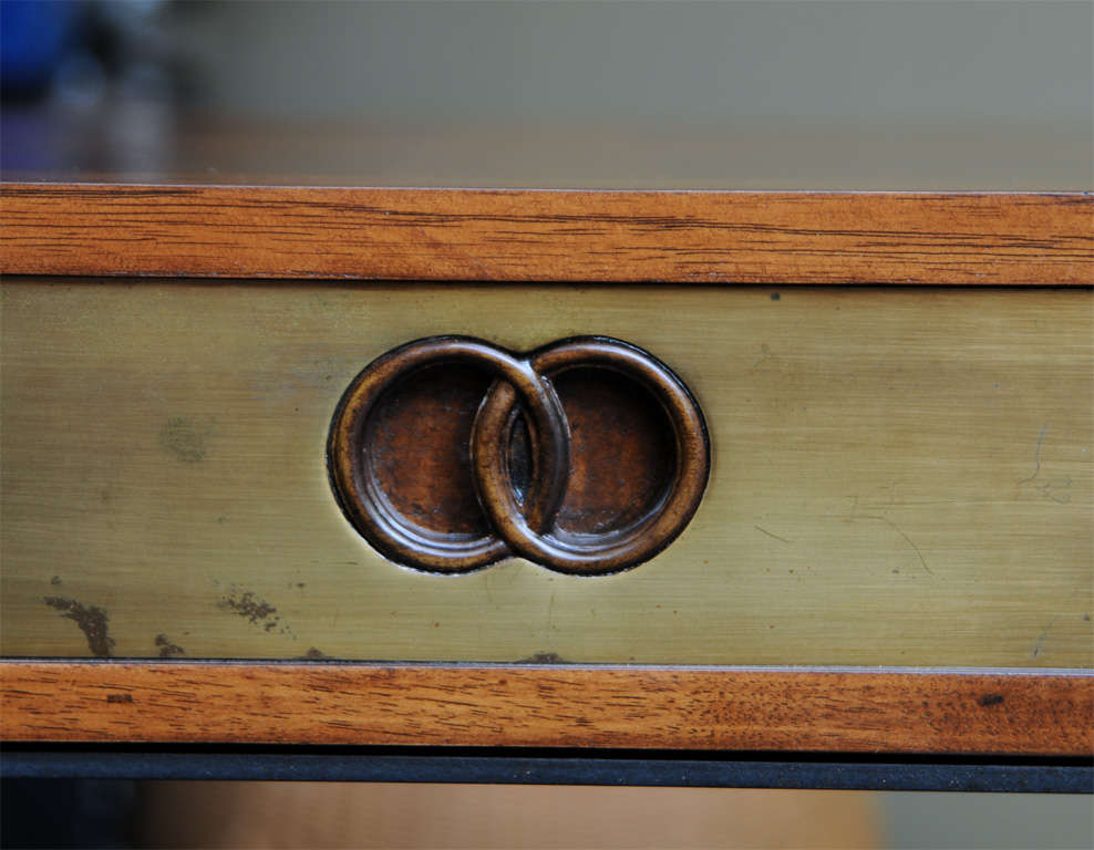 Late 20th Century Exceptional Modern Oak Walnut  & Brass Desk by Heritage