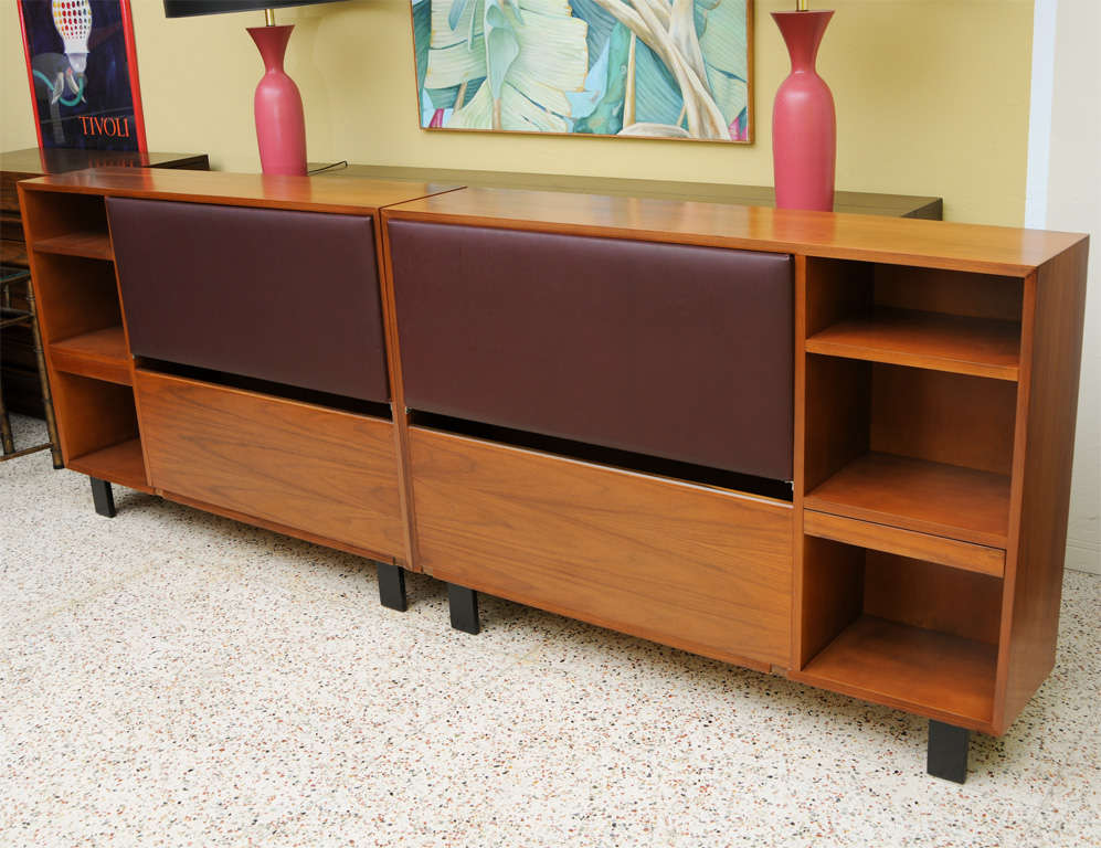 Mid-Century Modern Classic George Nelson Walnut King Headboard Cabinet