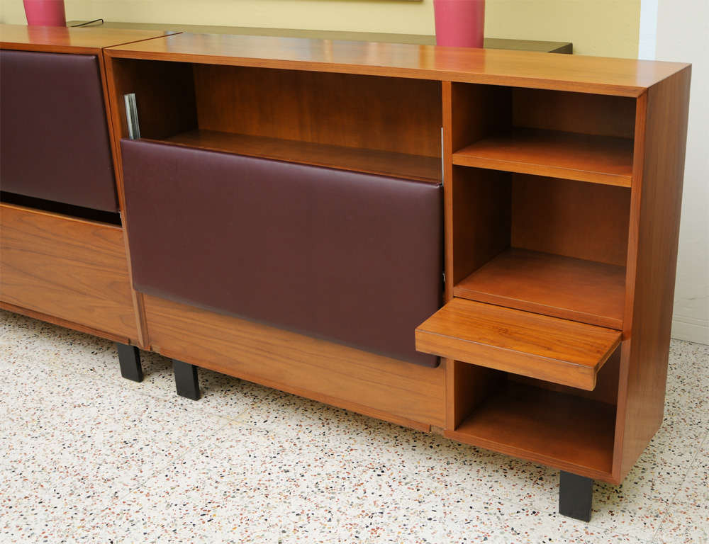 Classic George Nelson Walnut King Headboard Cabinet In Excellent Condition In Miami, FL