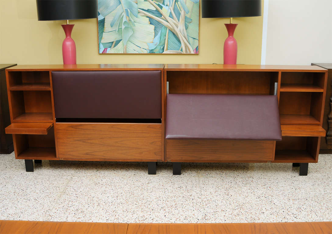 Mid-20th Century Classic George Nelson Walnut King Headboard Cabinet