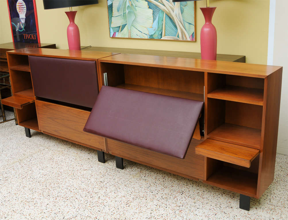 Classic George Nelson Walnut King Headboard Cabinet 1