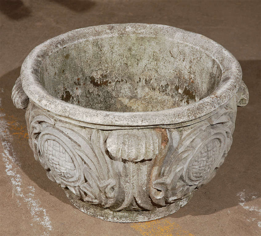20th Century Cast Concrete Planter with Acanthus Leaf Detail