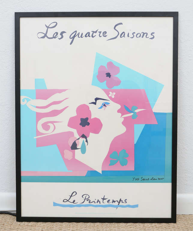 Series of four Yves St Laurent offset lithographs depicting the four seasons designed by YSL in the 1970's and used in his 