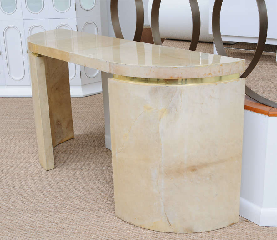 Lacquered Goatskin Console Table in the manner of Karl Springer In Good Condition In Miami, FL