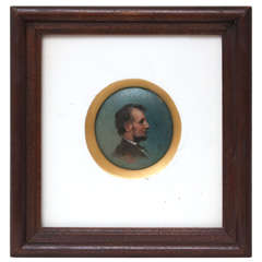 Vintage Painting of A. Lincoln, On Stone, 19th Century