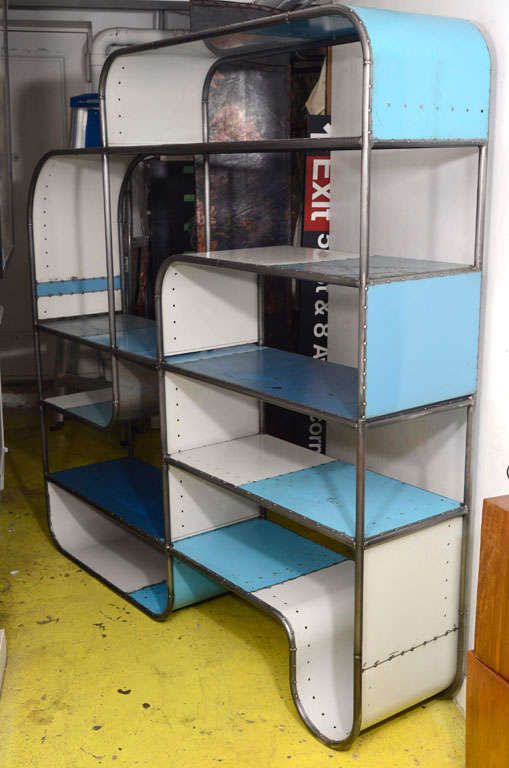 American Tubular Blue Steel Shelving Unit