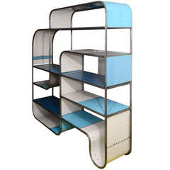 American Tubular Blue Steel Shelving Unit