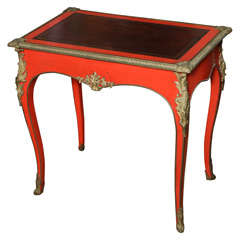 A Louis XV Style Gilt Bronze Mounted Red Japanned Salon Table