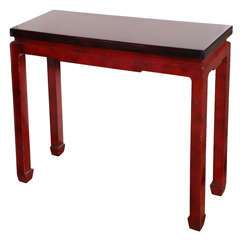A Chinoiserie Style Console Table in  Dark Cherry Red Lacquer