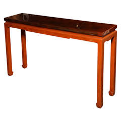 A Chinoiserie Style Console Table in  Burnt Orange Lacquer