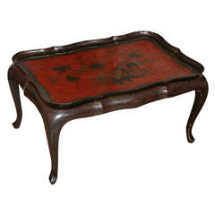 A Painted and Decorated Coffee Table with Removeable Tray Top