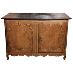 A Louis XV Stripped Pine Wood Buffet with Ebony Stained Wood Top