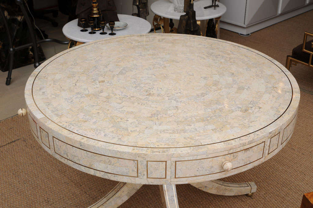 Maitland Smith Tessilated Stone Center/Game Round Table 3