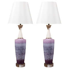 Pair of Lavender Glazed Porcelain Table Lamps