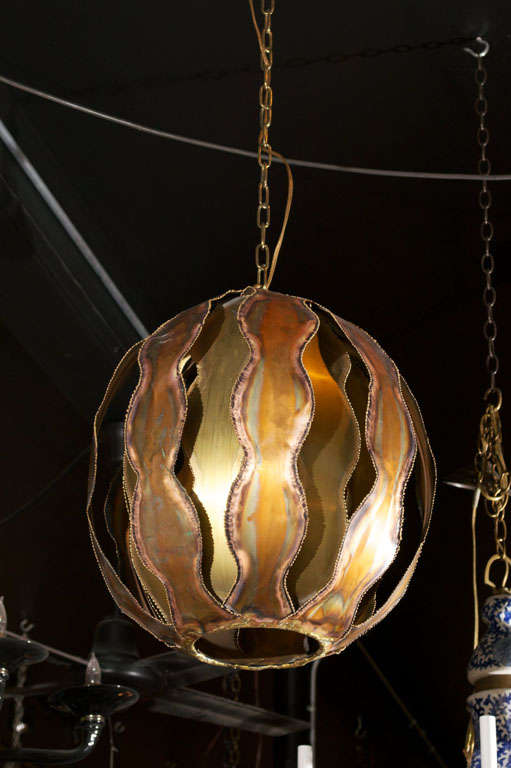 Brutalist Eames Era pendant lamp attributed to C. Jere.  Newly rewired, UL listing available for additional fee.