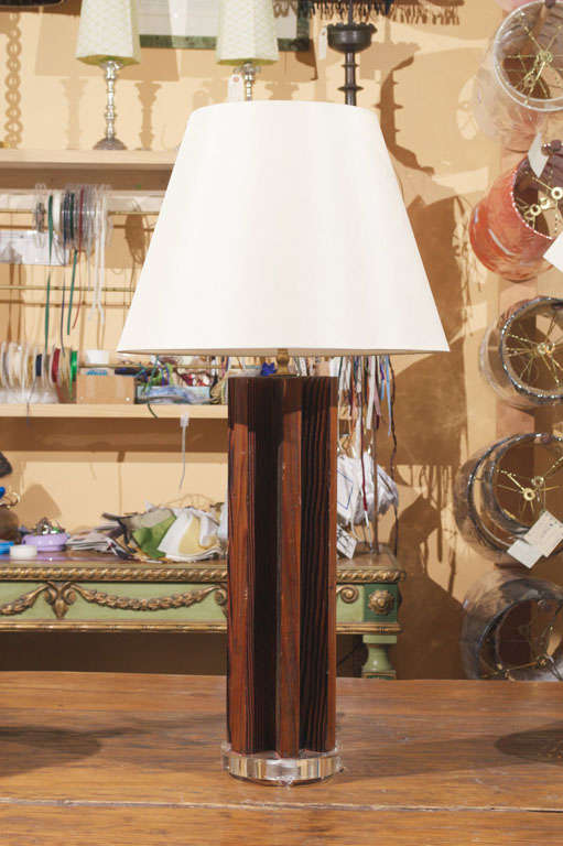 Mid Century Modern Nakashima Era Hexagon Redwood Lamps