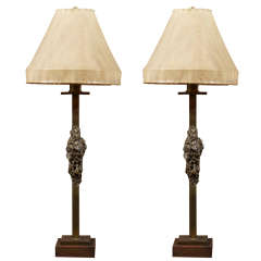 Pair of Robert Stanton Brutalist Candlesticks as Lamps