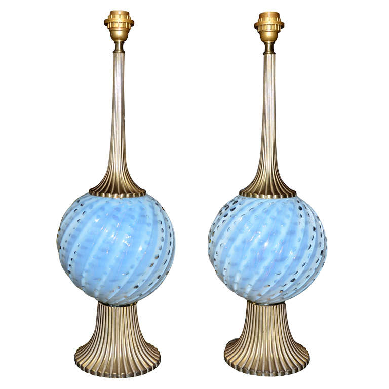 Pair of Murano Glass Lamps attributed to Barovier