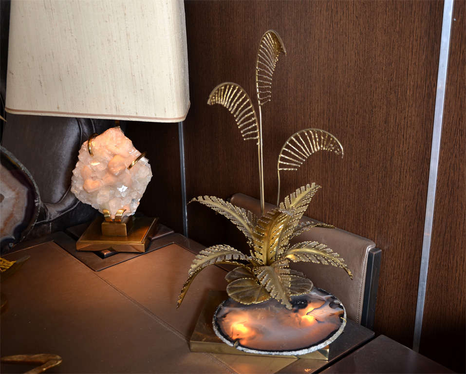Very unusual table lamp with an agate stone.