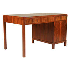 Danish Rosewood Single Pedestal Desk Attributed to Fritz Henningsen