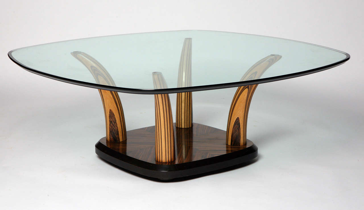 Wonderful piece from Henredon Scene Two line. Exotic wood and dynamic design make this table the focal point of any room.
