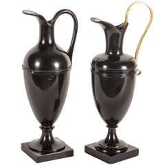 Two Ebonized Ewers