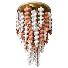 Sculptural Ceramic and Brass Chandelier