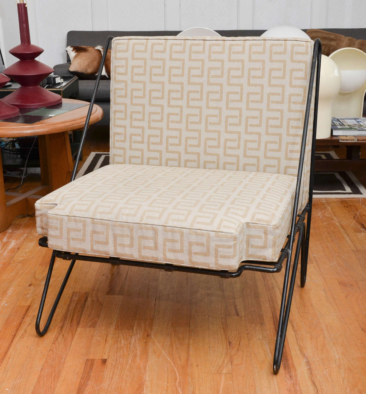 Metal chair with very nice lines & new cushions.