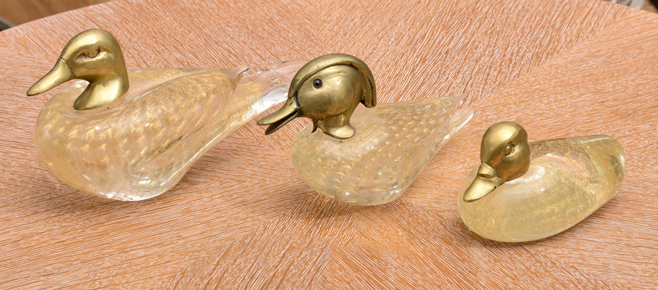 Group of Three Murano Glass Ducks