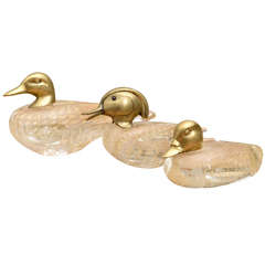 Vintage Group of Three Murano Glass Ducks