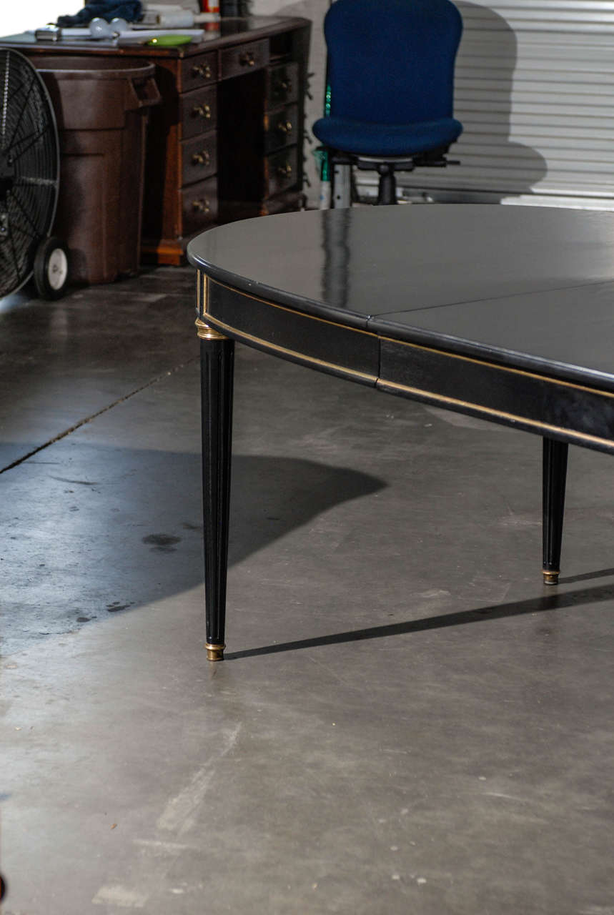 20thc Louis XVI Style Ebonized Dining Table, Two Leaves 1