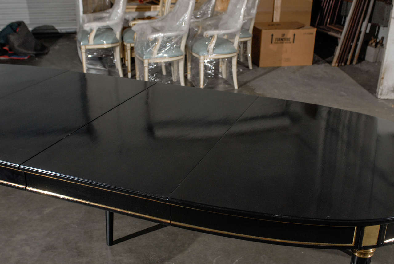 20thc Louis XVI Style Ebonized Dining Table, Two Leaves 4