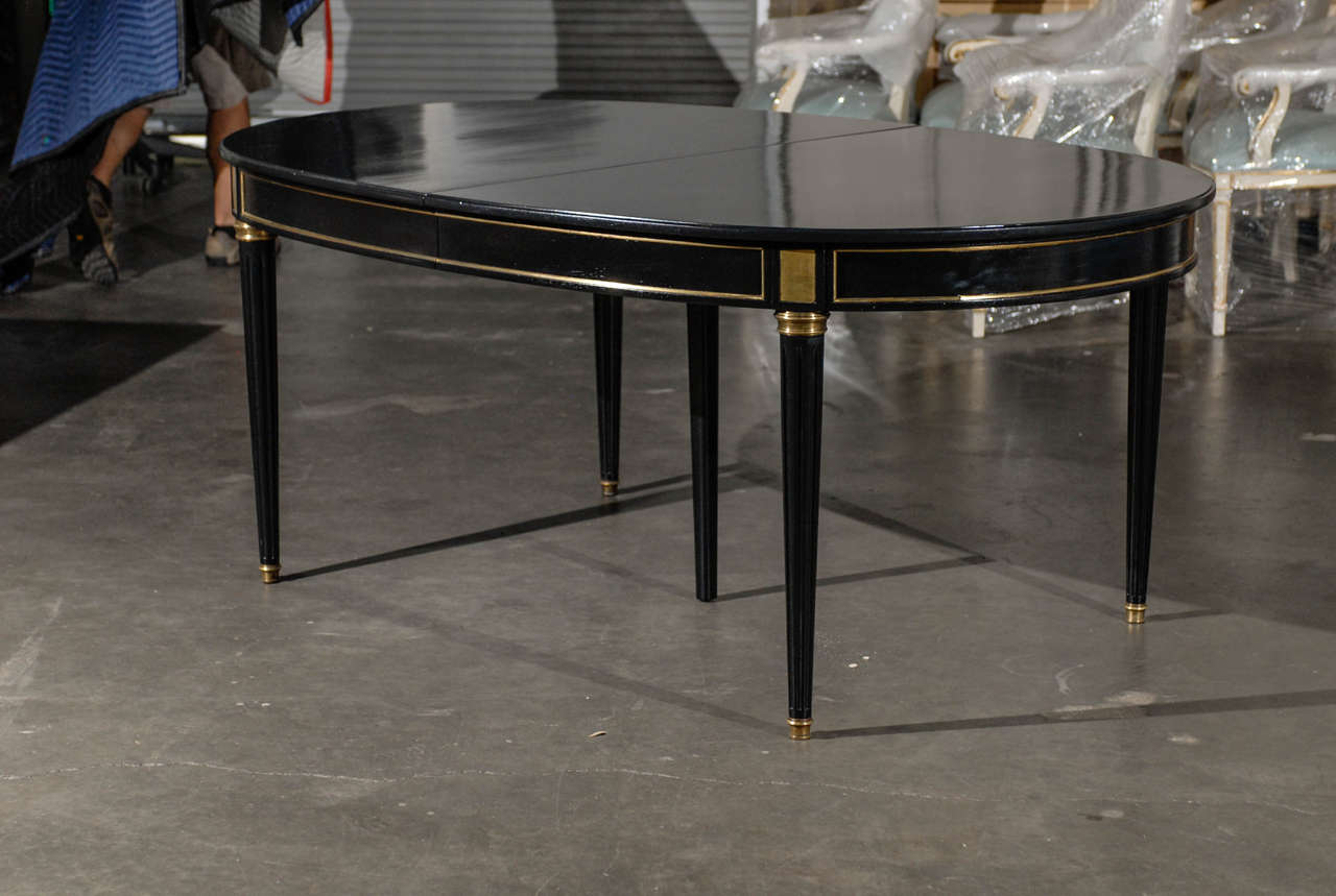 20thc Louis XVI Style Ebonized Dining Table, Two Leaves 6