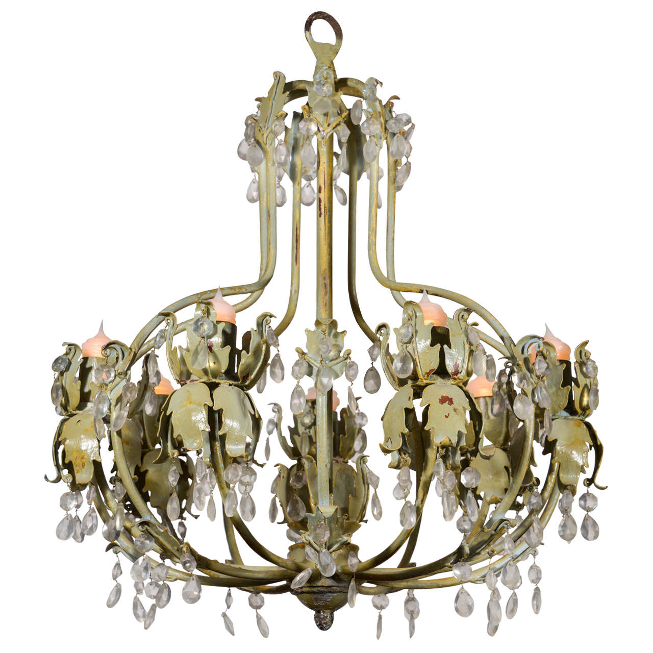 Two Painted Iron Chandeliers For Sale at 1stdibs