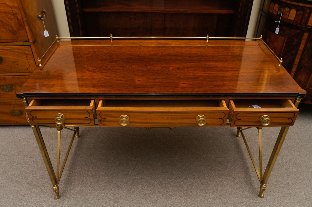 Kittinger rosewood and brass desk In Good Condition In Hudson, NY
