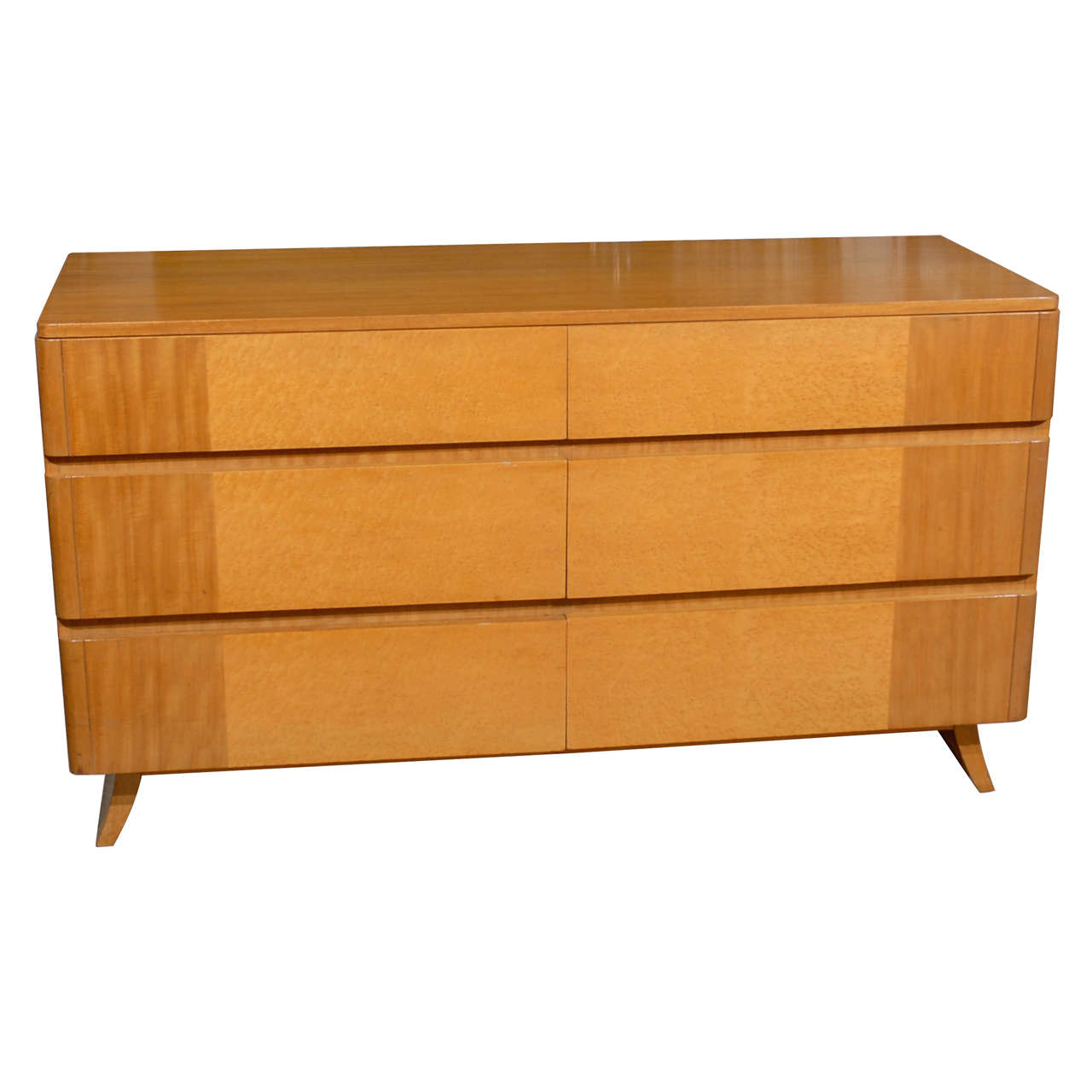 Gorgeous Rway Six-Drawer Chest in Blonde Mahogany and Bird's-Eye Maple For Sale