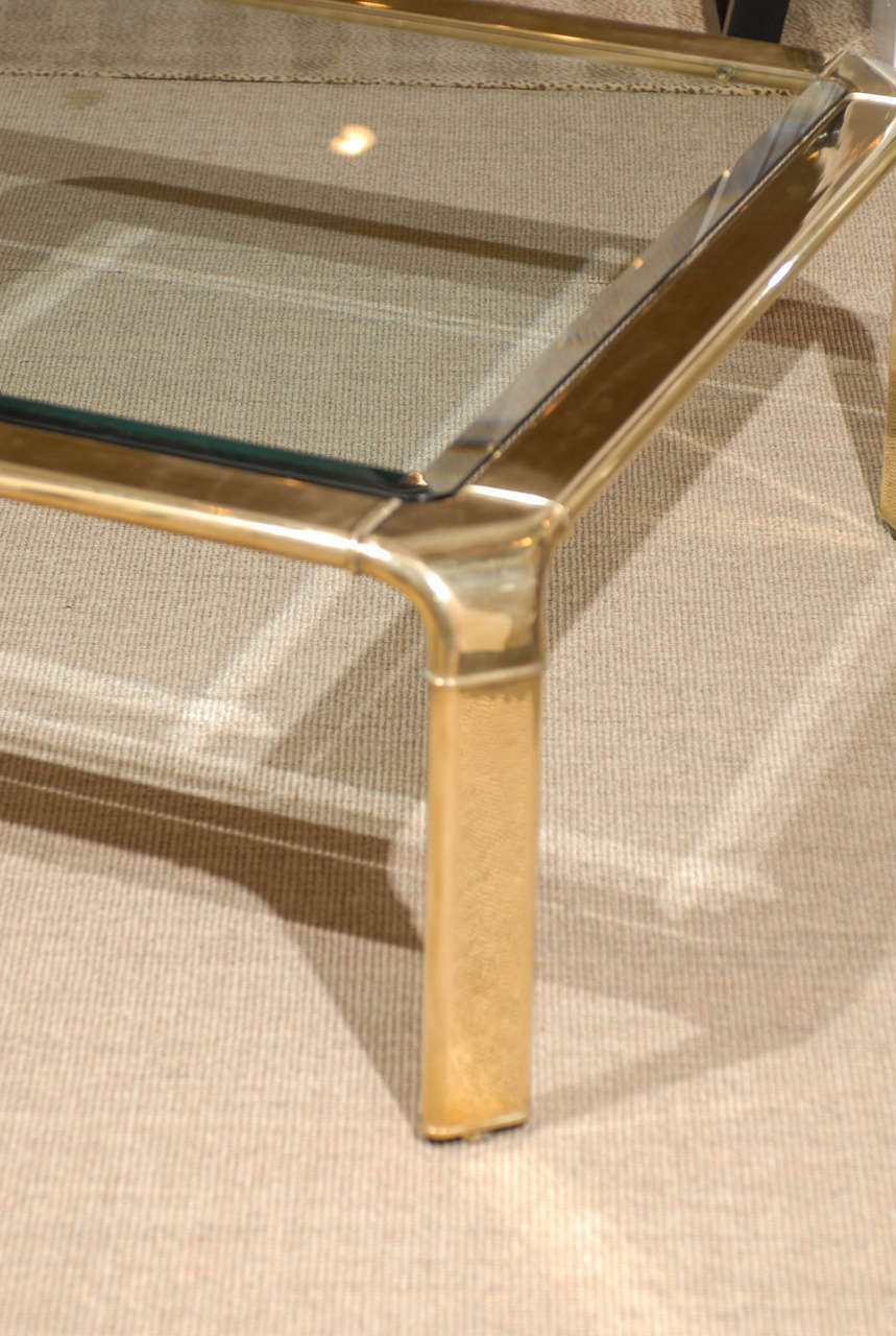 Stunning Widdicomb Brass Coffee Table with Waterfall Corners - Pair Available 1