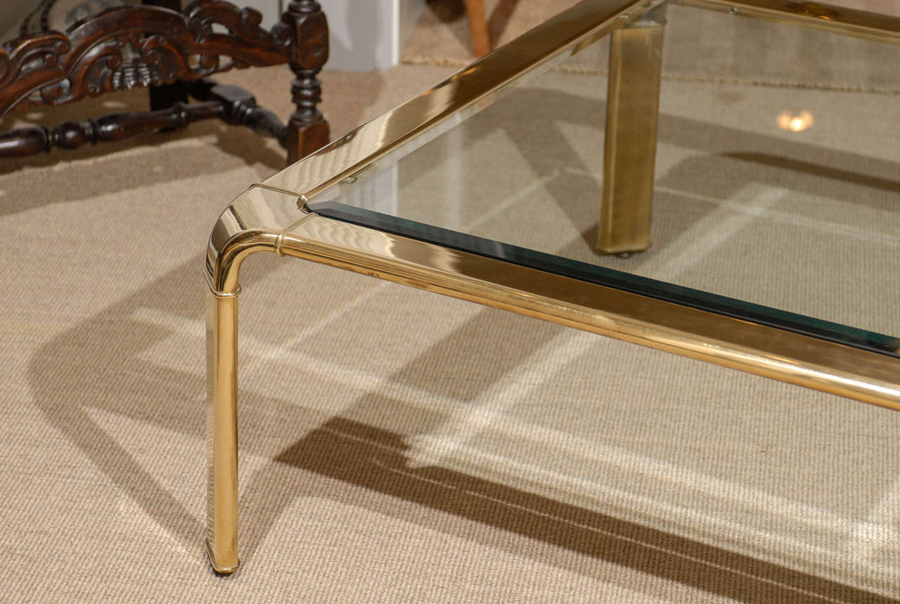 Stunning Widdicomb Brass Coffee Table with Waterfall Corners - Pair Available 2