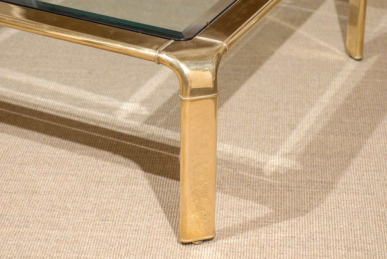 Stunning Widdicomb Brass Coffee Table with Waterfall Corners - Pair Available 3