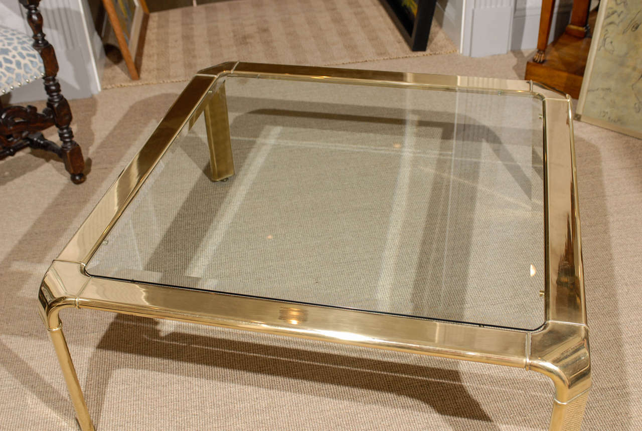 Stunning Widdicomb Brass Coffee Table with Waterfall Corners - Pair Available 4