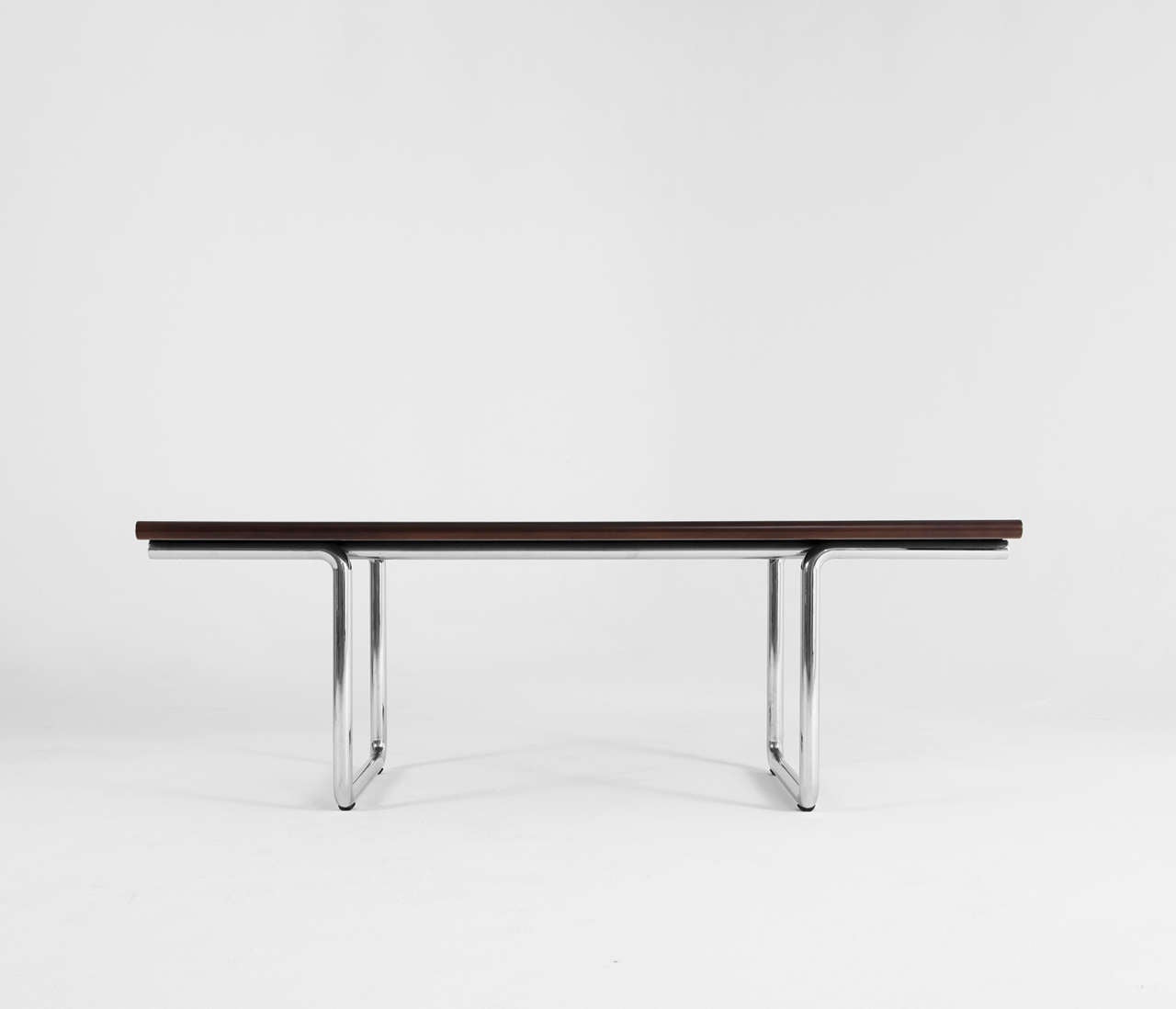 Mid-Century Modern Dining Table in Rosewood and Chrome Tubular Frame