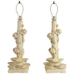 Pair of Serge Roche Plaster Lamps