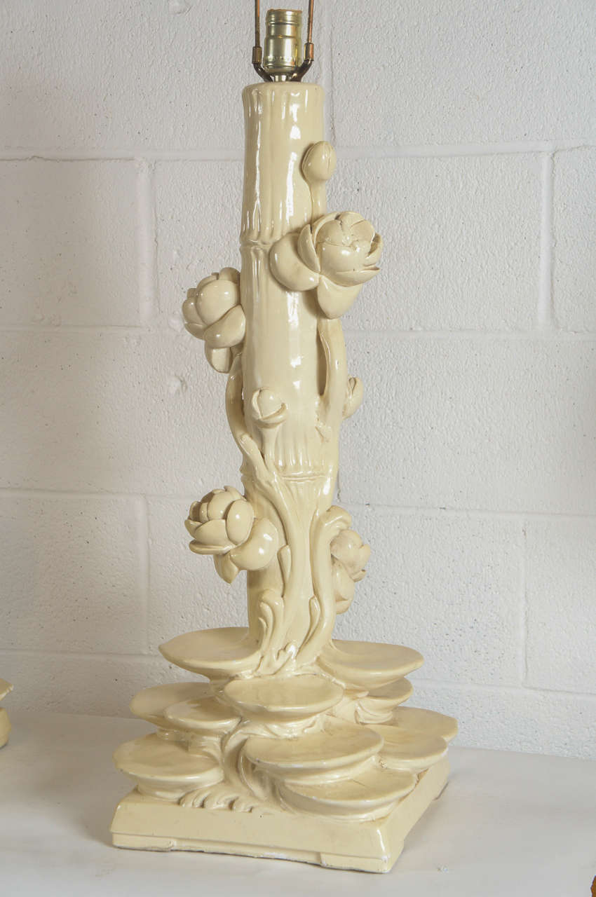 American Pair of Serge Roche Plaster Lamps For Sale