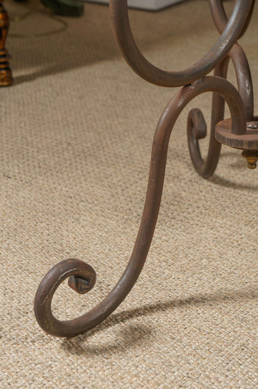 Brass Scroll Iron End Table For Sale