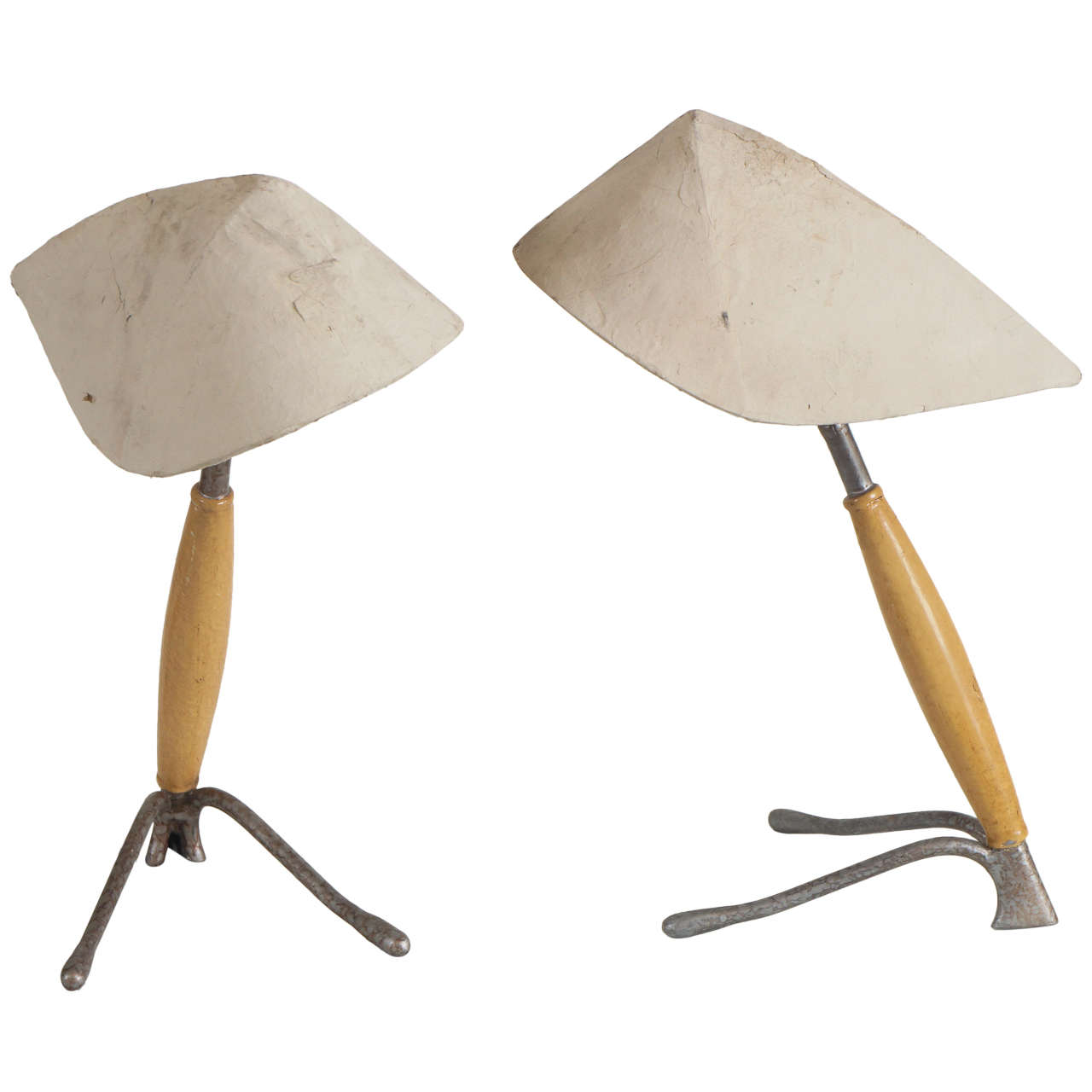 A Pair of Lamps with Papier Mache Shades